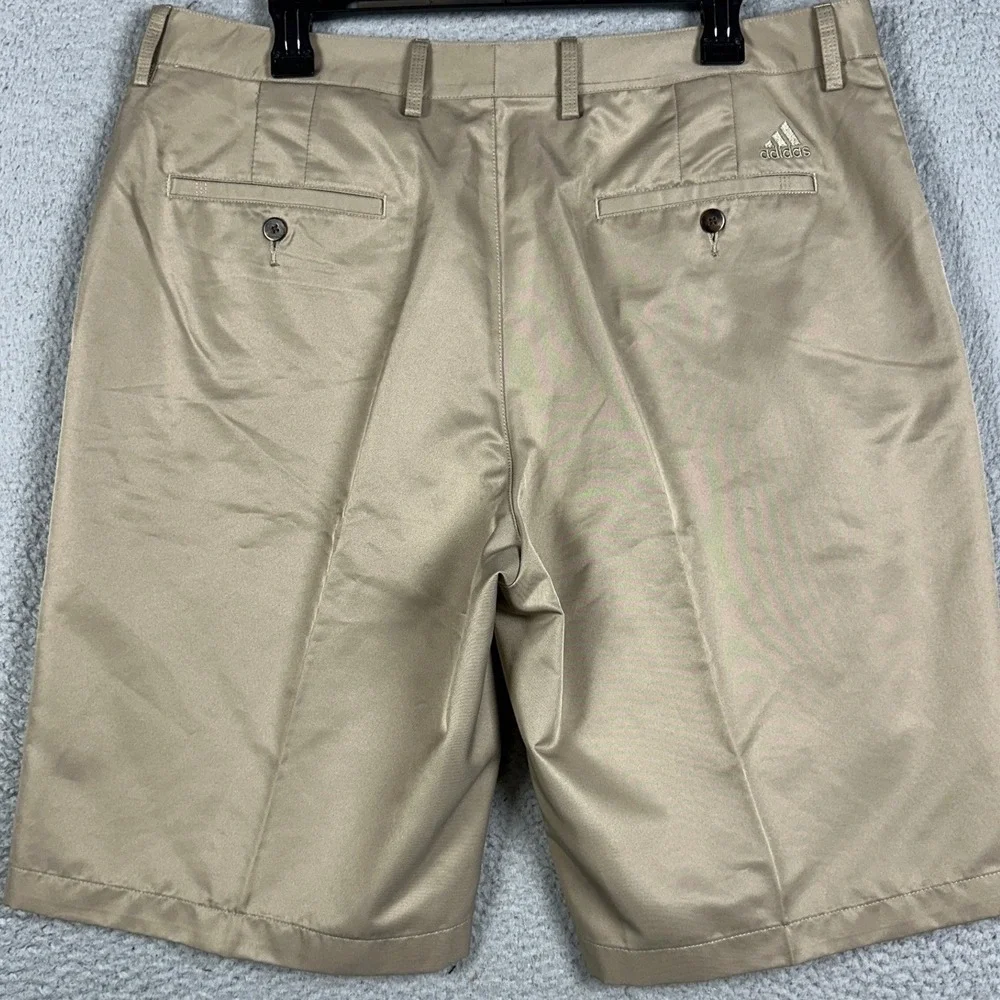 Adidas Climalite Shorts Mens 36 Tan Khaki Golf Chino Flat Front Casual Golfing